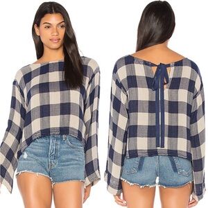 Bella Dahl Bell Sleeve Tie Back Top in Moonstone